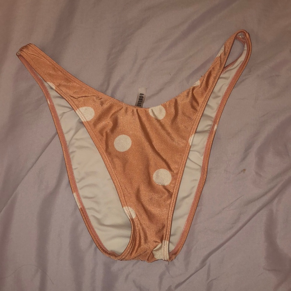 Pink poka dot bikini top